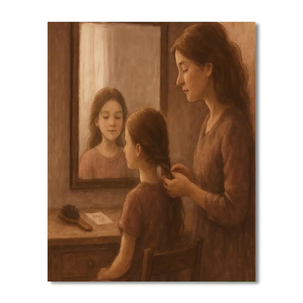 Braided Hair Mirror Reflection Morning Number painting