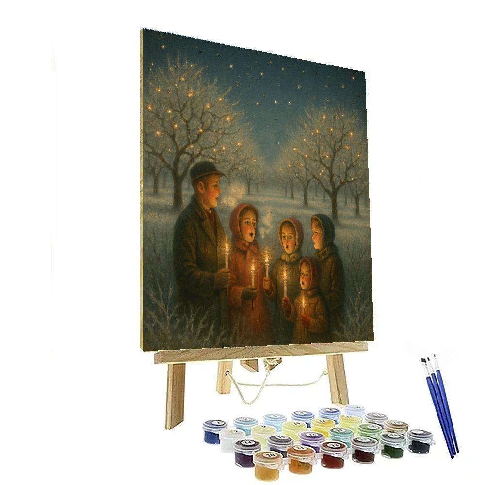 Starlit Carolers By The Frozen Orchard Painting by numbers kit