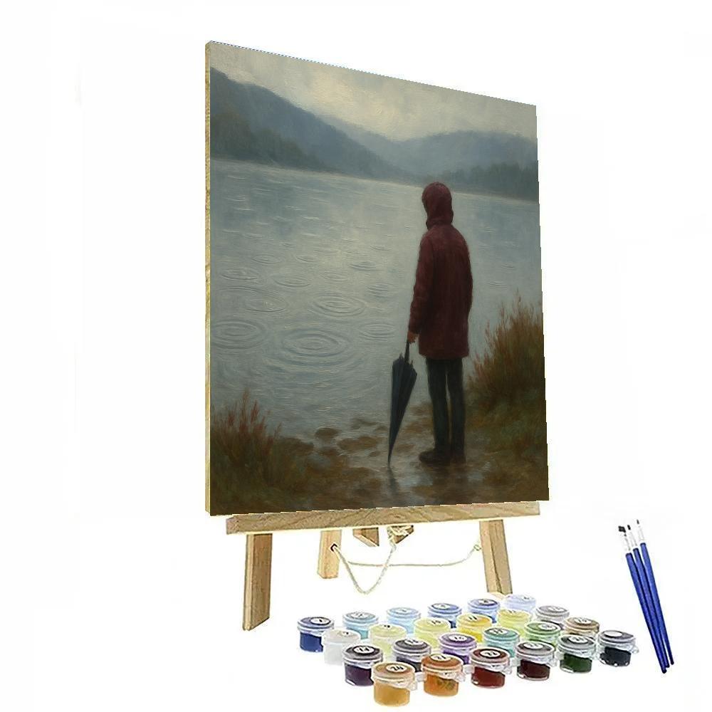 Rainy Day Lake And Umbrella Shore Painting by numbers kit
