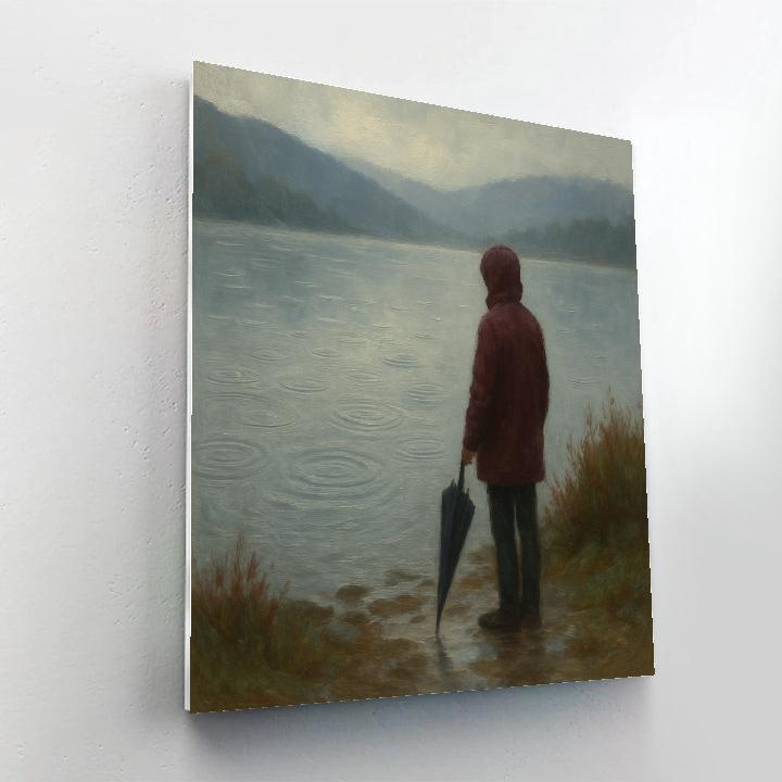 Rainy Day Lake And Umbrella Shore Painting by numbers kit