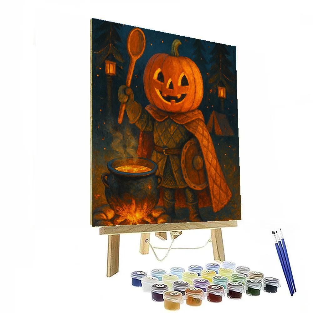 The Quilted Cloak Pumpkin Knight paint by numbers