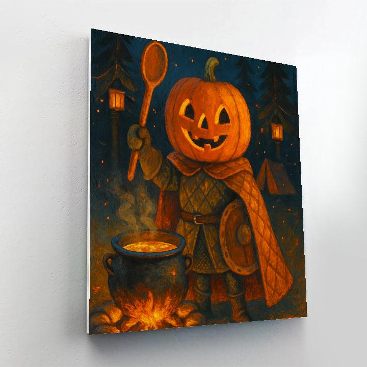 The Quilted Cloak Pumpkin Knight paint by numbers