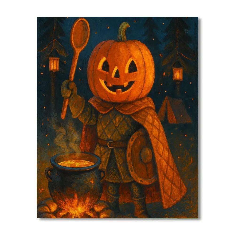 The Quilted Cloak Pumpkin Knight paint by numbers