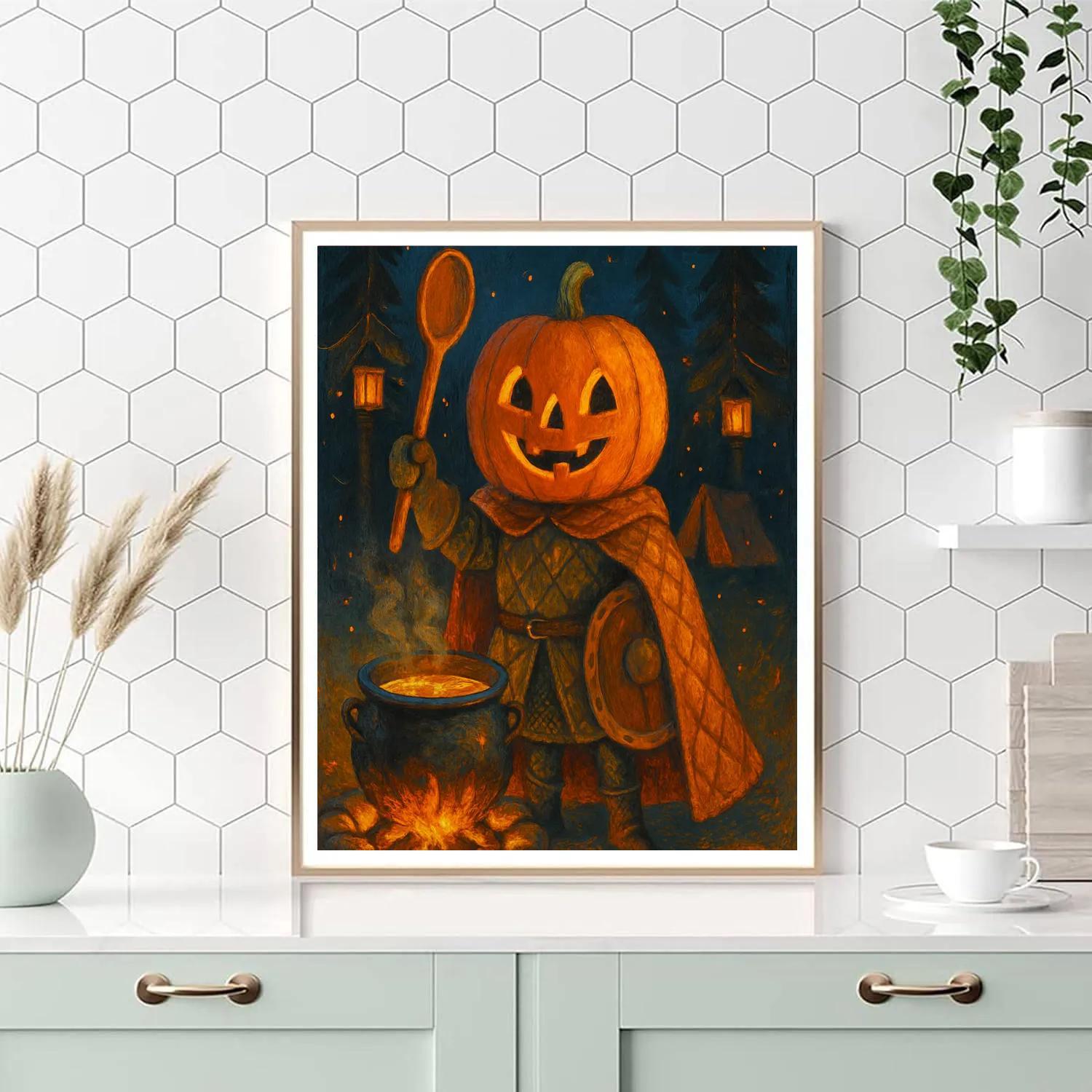 The Quilted Cloak Pumpkin Knight paint by numbers