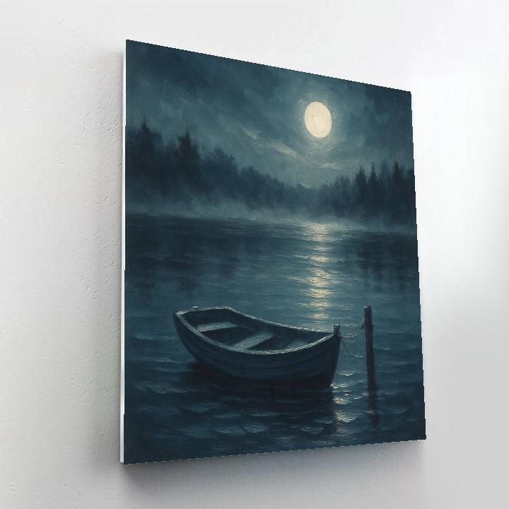 Moonlit Rowboat And Silver Path paint by numbers