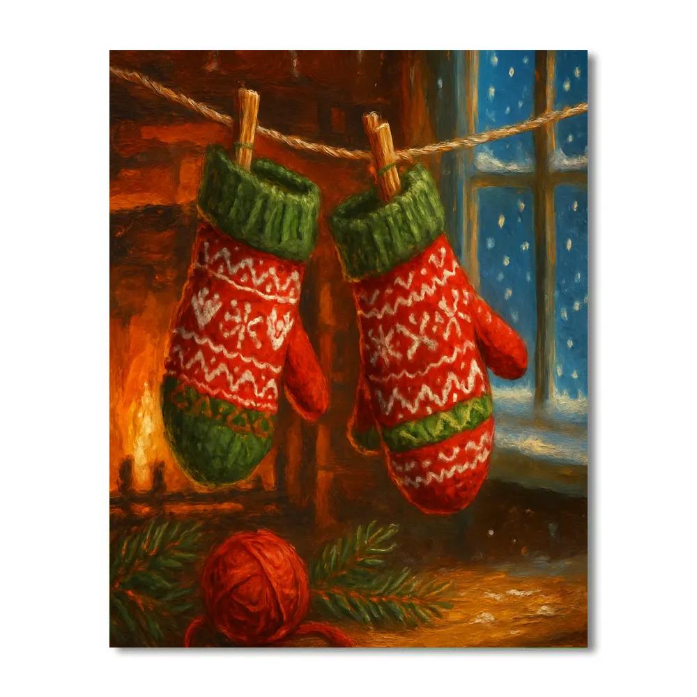 Hearthside Mitten Drying Dance Paint by numbers art
