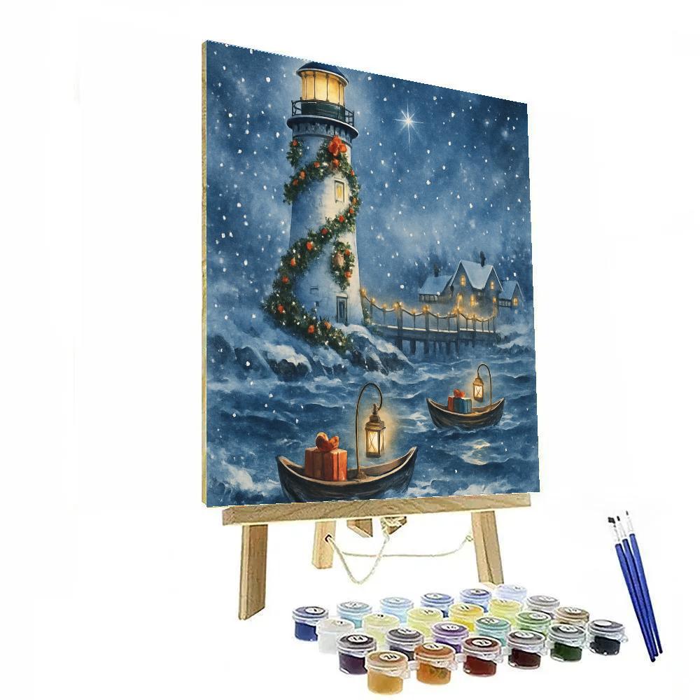 Frosted Lighthouse Gift Tide painting number kit