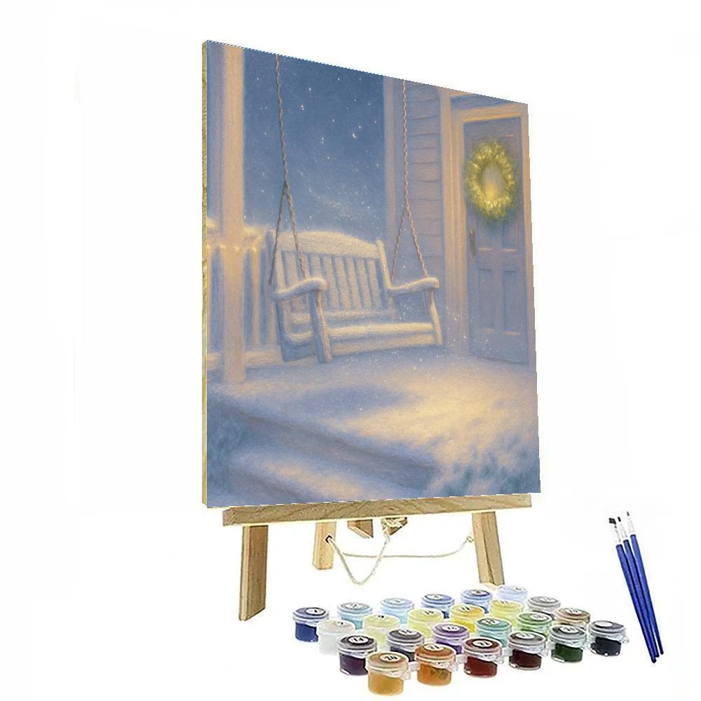 Snowy Porch Swing Stardust Number painting