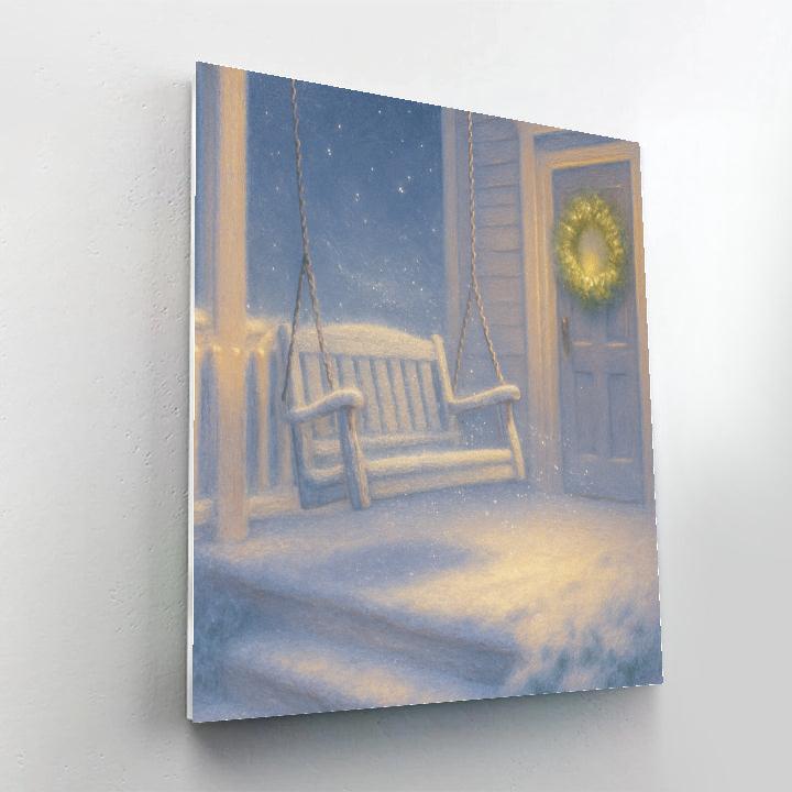 Snowy Porch Swing Stardust Number painting