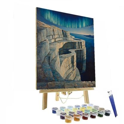 Michelangelo Inspired Aurora Over Granite Fjord paint by number