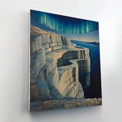 Michelangelo Inspired Aurora Over Granite Fjord paint by number