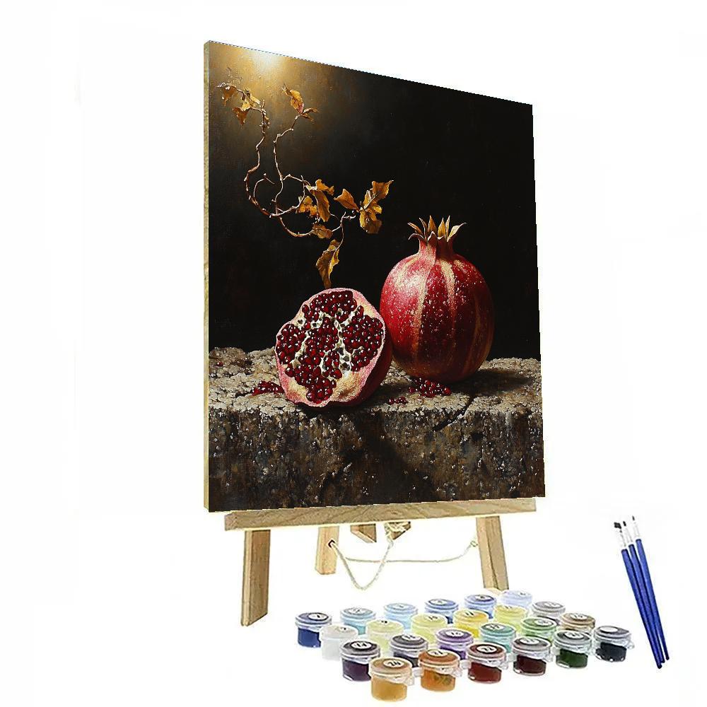 Caravaggio Inspired Eclipse Lit Pomegranate And Withered Vine Numbered painting kits