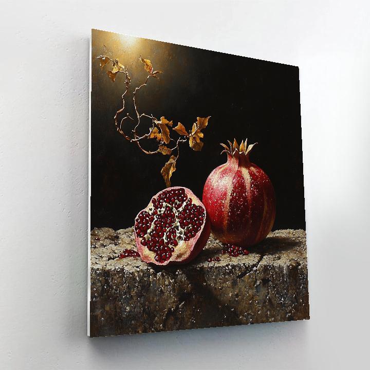 Caravaggio Inspired Eclipse Lit Pomegranate And Withered Vine Numbered painting kits
