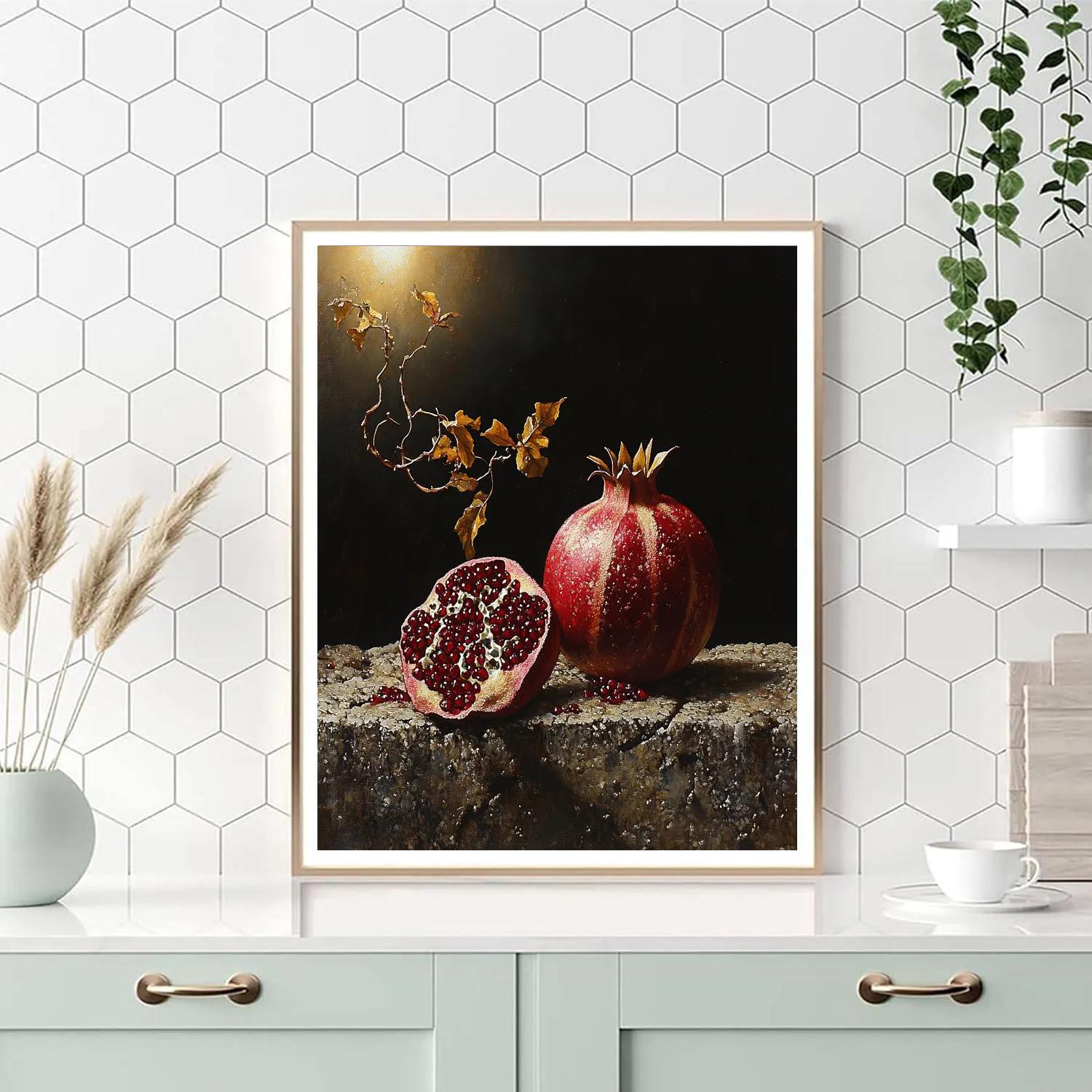 Caravaggio Inspired Eclipse Lit Pomegranate And Withered Vine Numbered painting kits