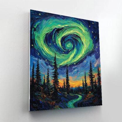 Van Gogh Inspired Aurora Over Pine Forest Painting by numbers kit