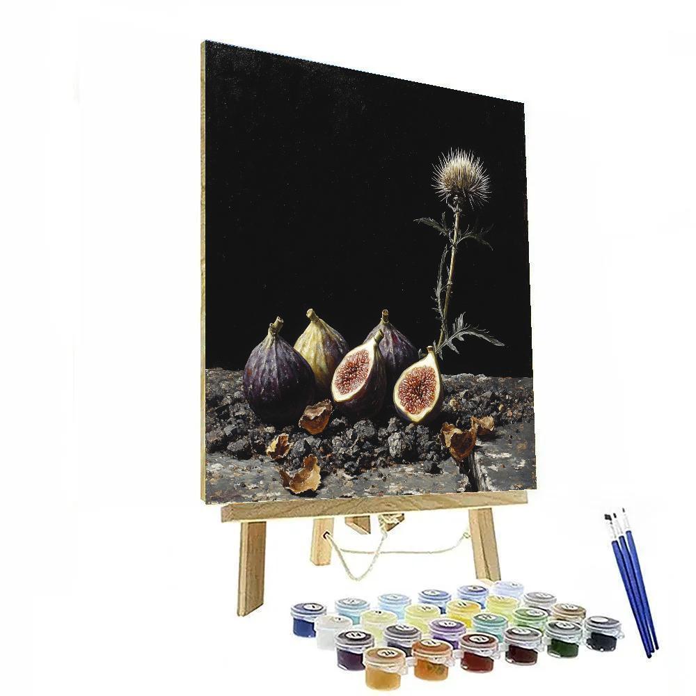 Caravaggio Inspired Nebula Glow On Figs And Thistle Bloom Numbered painting kits