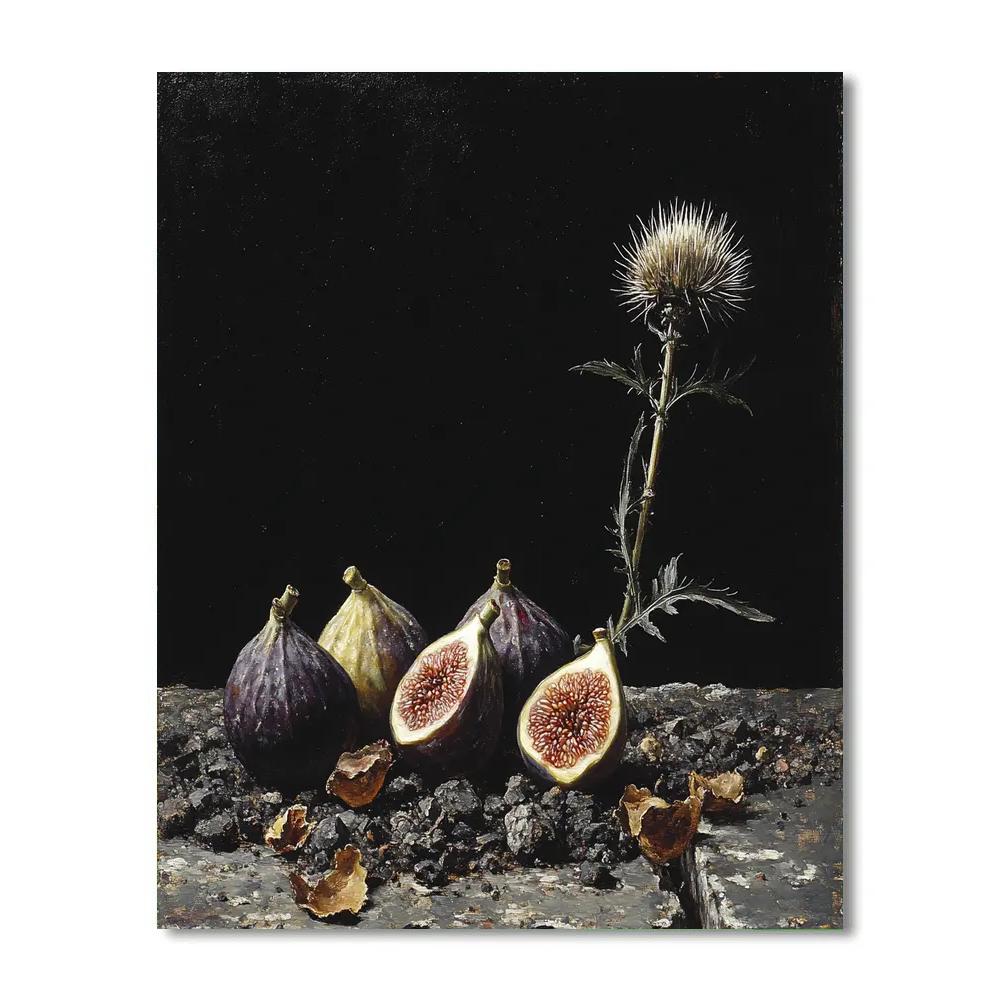 Caravaggio Inspired Nebula Glow On Figs And Thistle Bloom Numbered painting kits