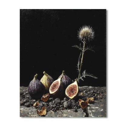 Caravaggio Inspired Nebula Glow On Figs And Thistle Bloom Numbered painting kits