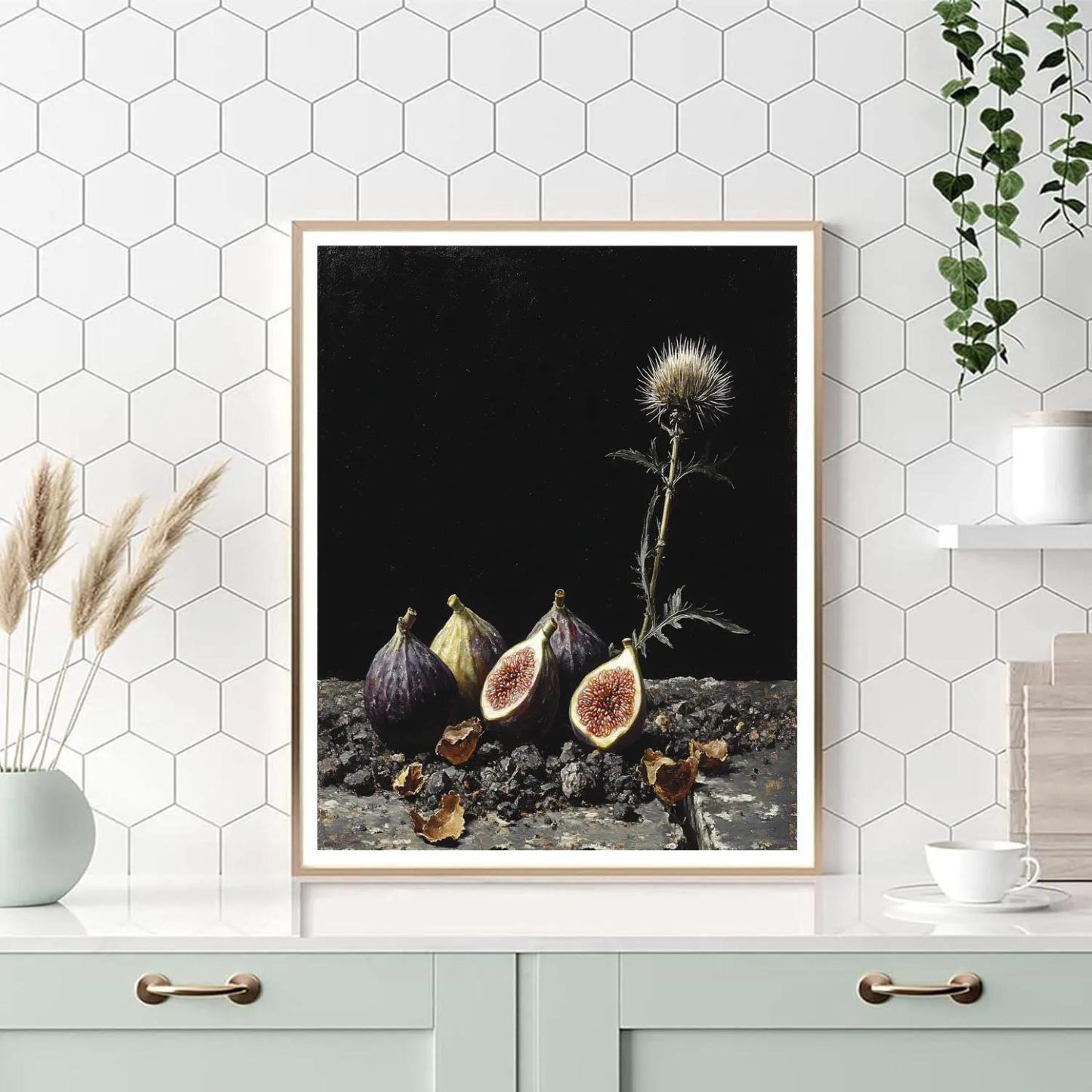 Caravaggio Inspired Nebula Glow On Figs And Thistle Bloom Numbered painting kits