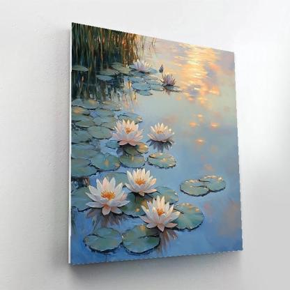 Claude Monet Inspired Water Lilies During Soft Sunrise paint by numbers