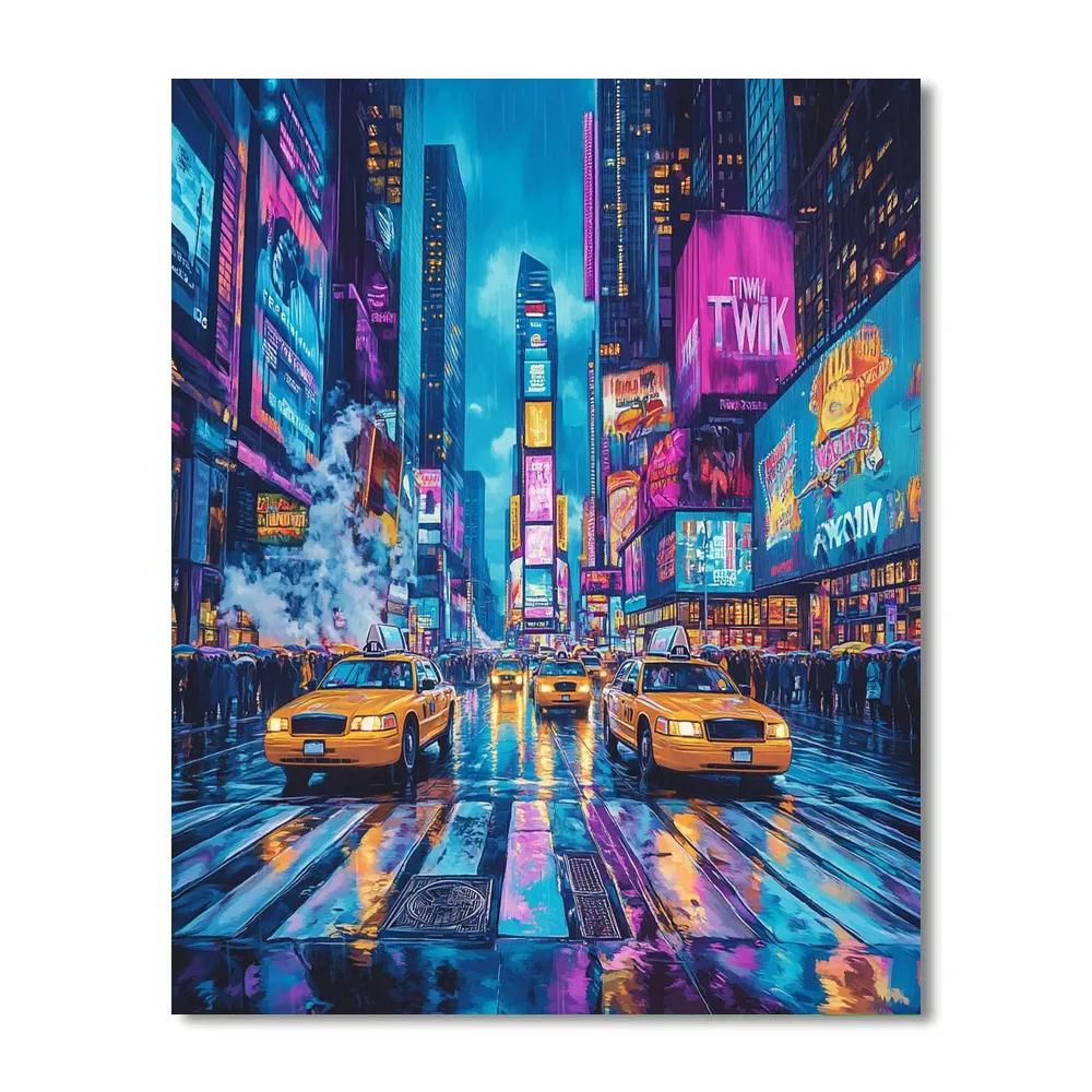 Neon Canyon At Times Square New York City United States paint by number