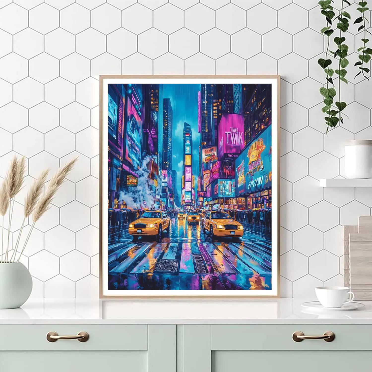 Neon Canyon At Times Square New York City United States paint by number