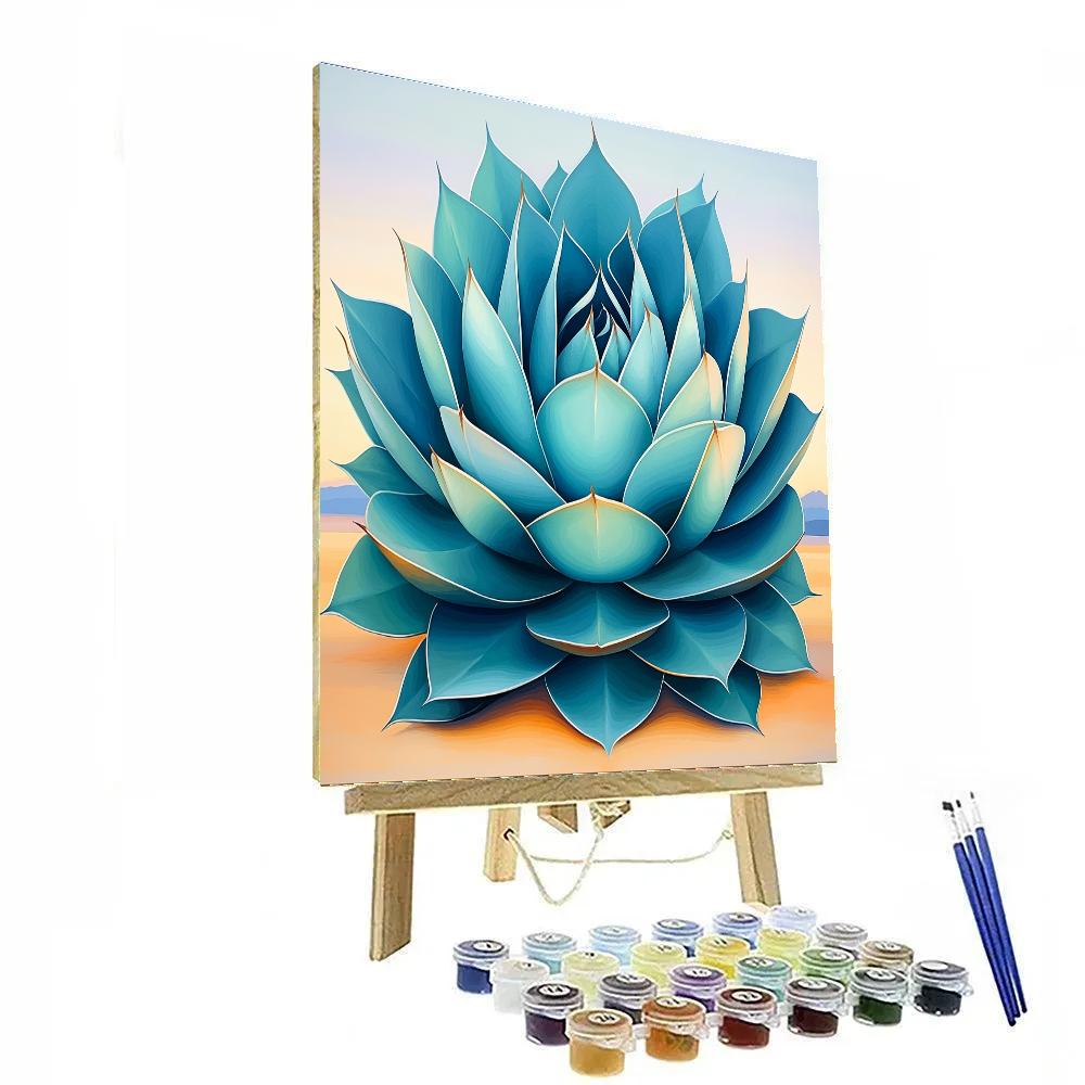 Georgia O’Keeffe Inspired Agave Rosette Dawn Spiral paint by numbers