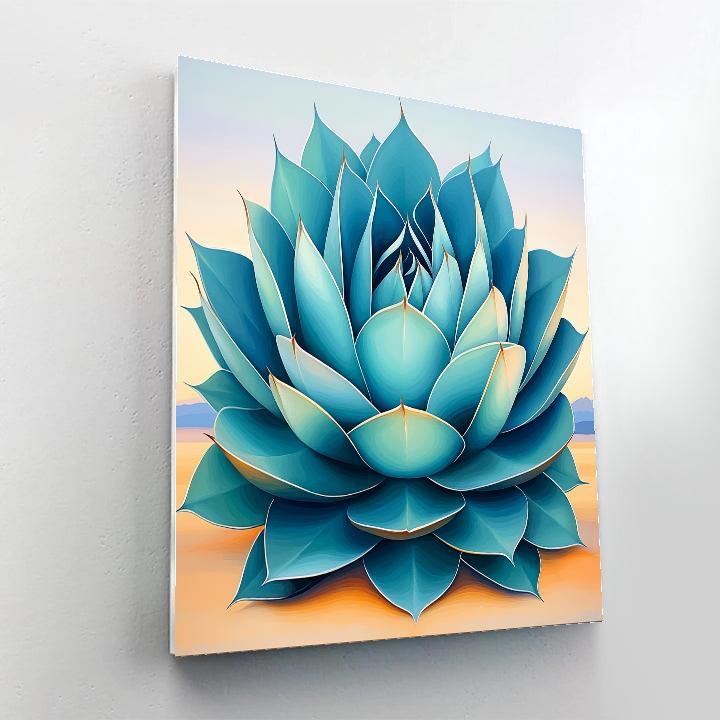 Georgia O’Keeffe Inspired Agave Rosette Dawn Spiral paint by numbers