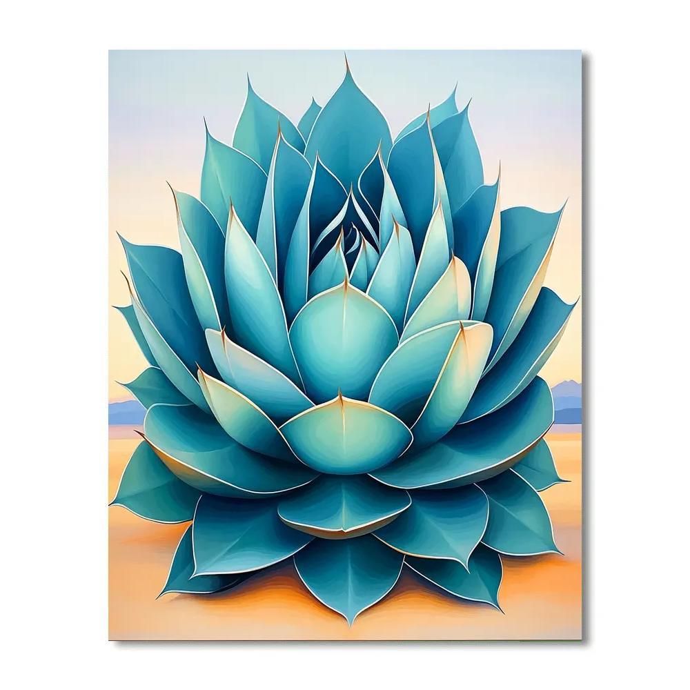 Georgia O’Keeffe Inspired Agave Rosette Dawn Spiral paint by numbers