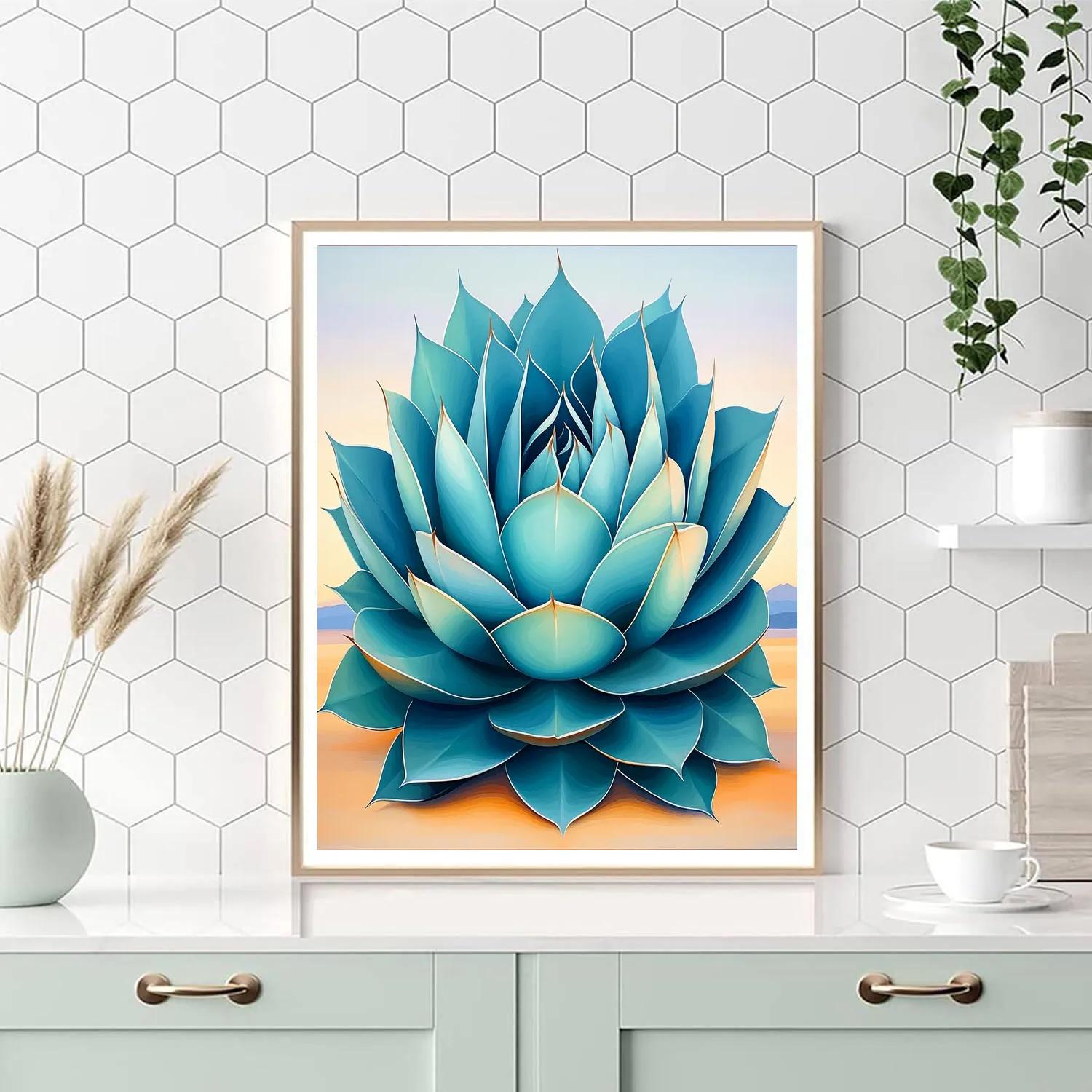 Georgia O’Keeffe Inspired Agave Rosette Dawn Spiral paint by numbers