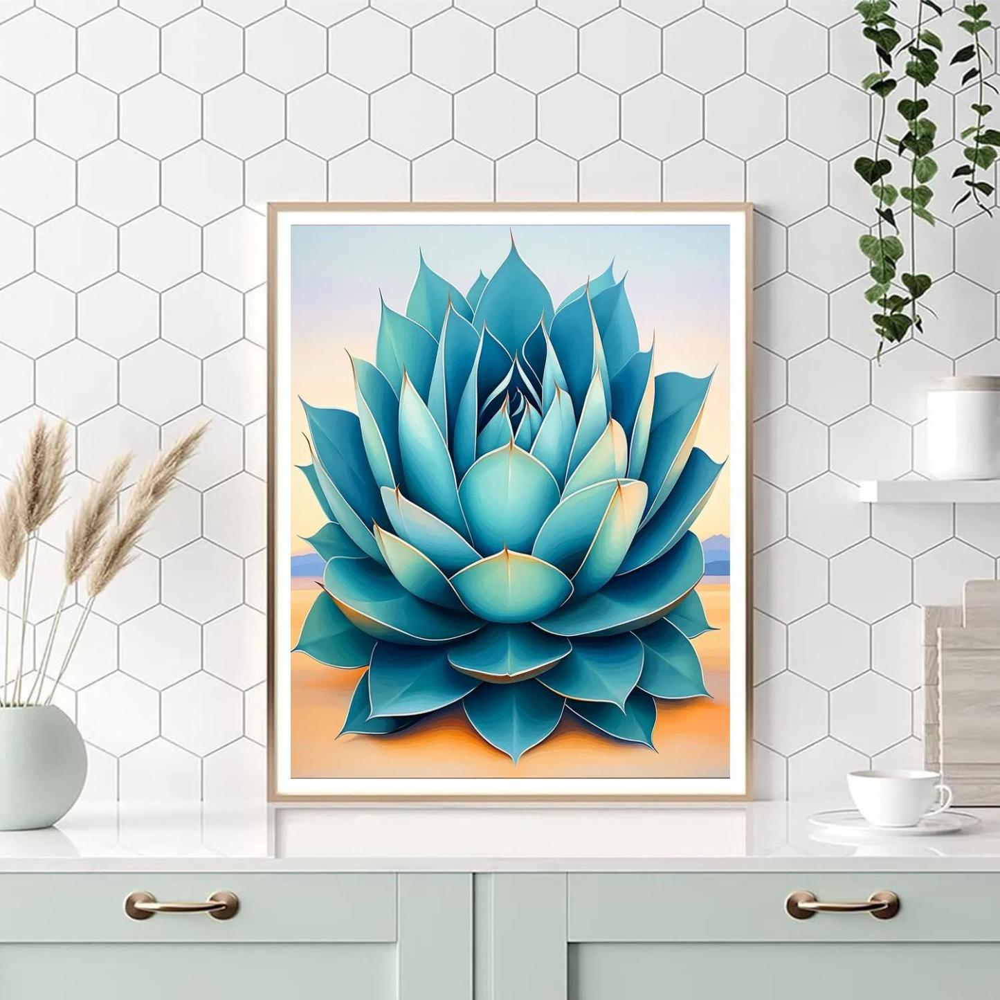 Georgia O’Keeffe Inspired Agave Rosette Dawn Spiral paint by numbers