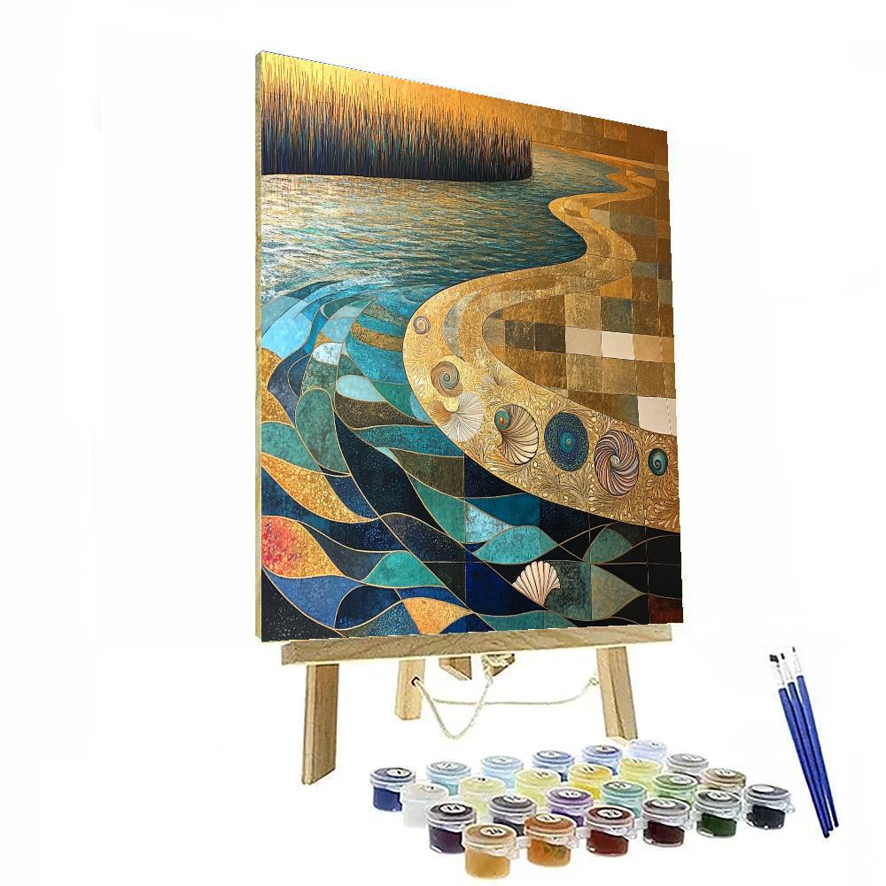 Gustav Klimt Inspired Gilded Tidal Mosaic Lagoon Number painting