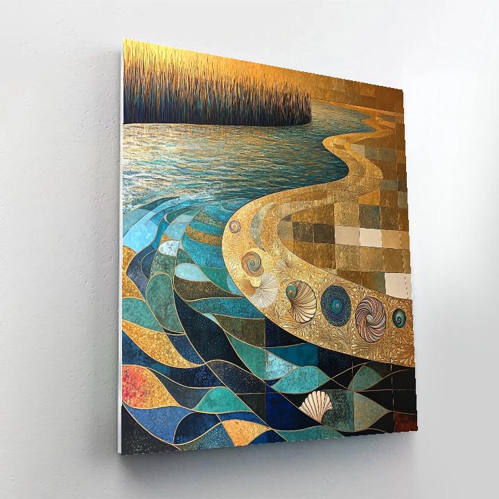 Gustav Klimt Inspired Gilded Tidal Mosaic Lagoon Number painting