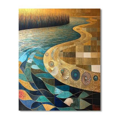 Gustav Klimt Inspired Gilded Tidal Mosaic Lagoon Number painting