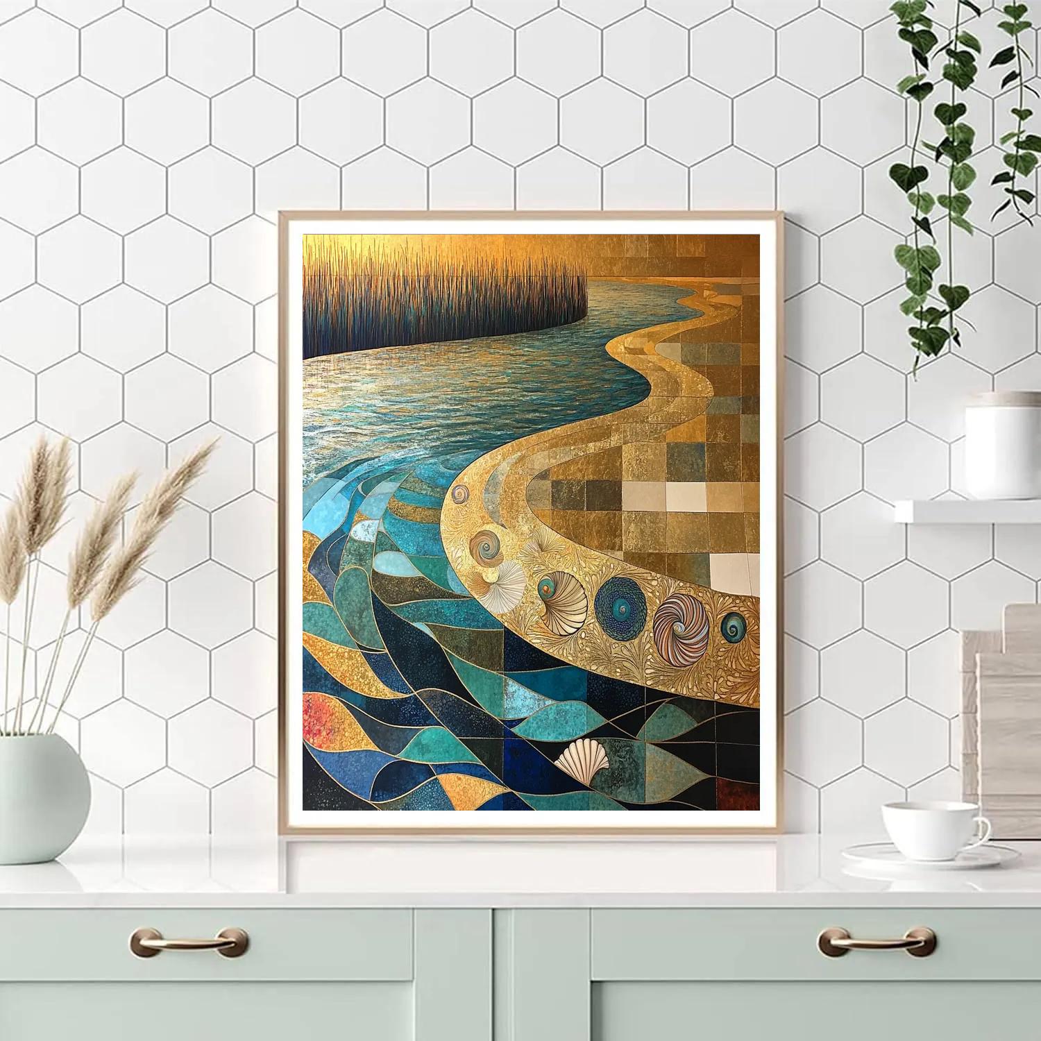 Gustav Klimt Inspired Gilded Tidal Mosaic Lagoon Number painting