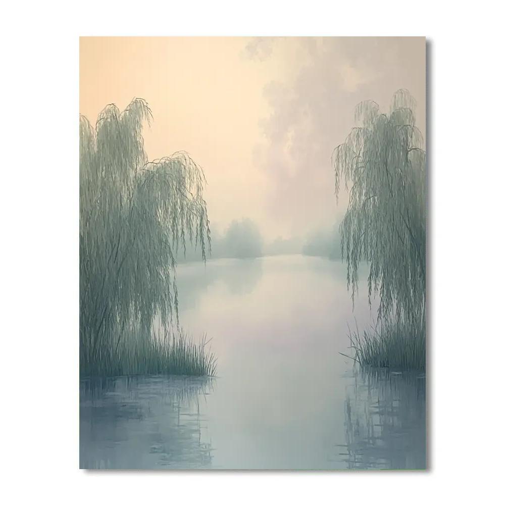 Claude Monet Inspired Opal Fog Over A Willow Marsh DIY paint by numbers