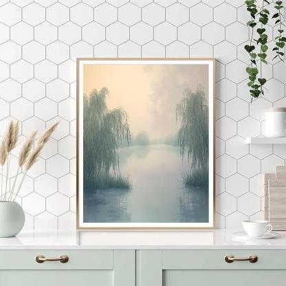 Claude Monet Inspired Opal Fog Over A Willow Marsh DIY paint by numbers