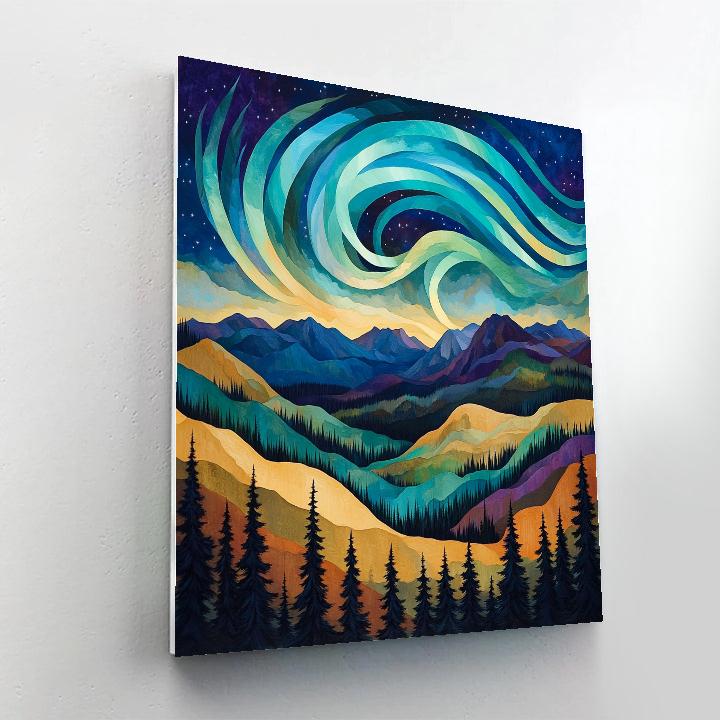 J. E. H. MacDonald Inspired Auroral Sky Over Algoma Ridges Painting by numbers kit