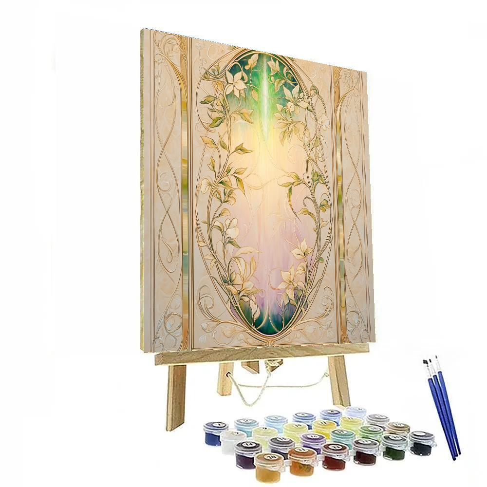 Alphonse Mucha Inspired Aurora Chloris Lattice paint by number