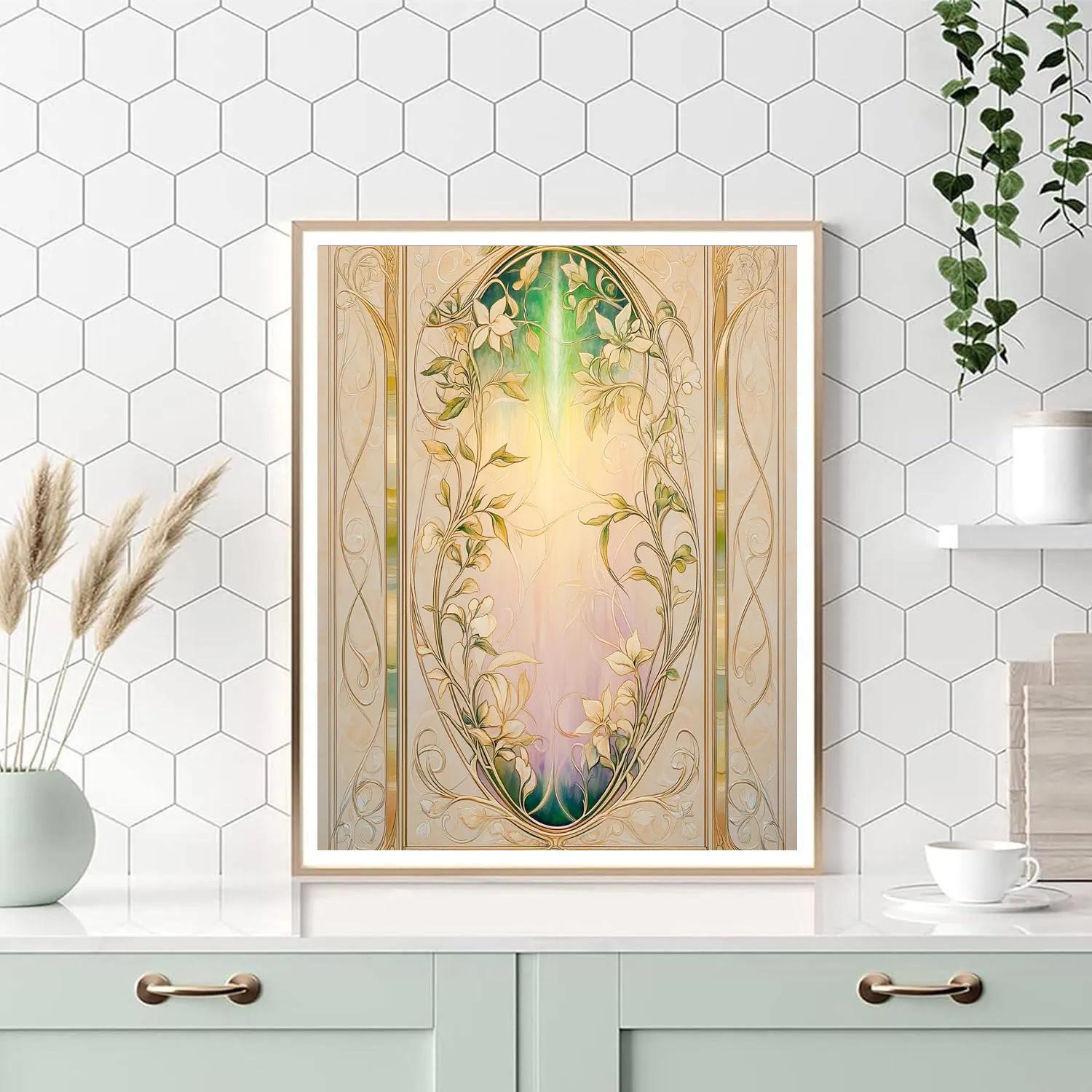 Alphonse Mucha Inspired Aurora Chloris Lattice paint by number