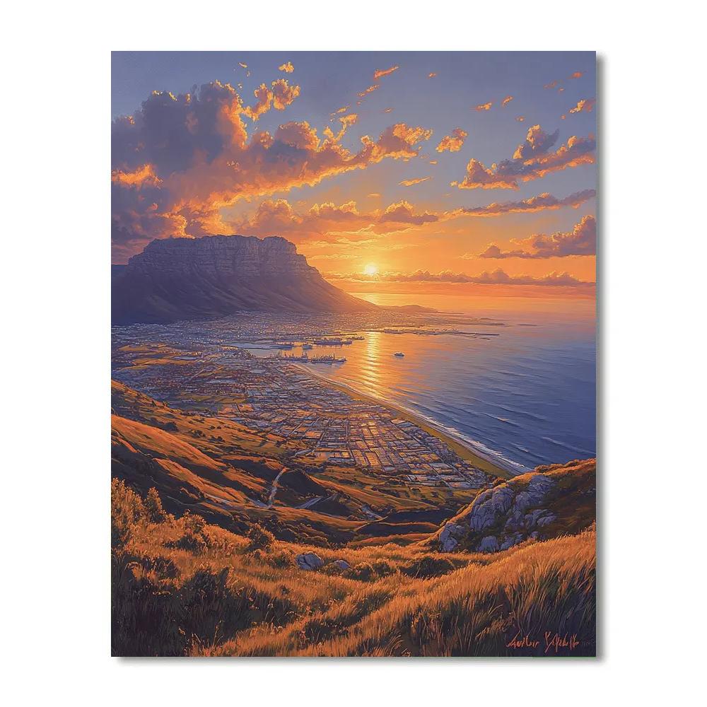 Sunset Over Table Mountain From Signal Hill Cape Town South Africa Painting by numbers kit