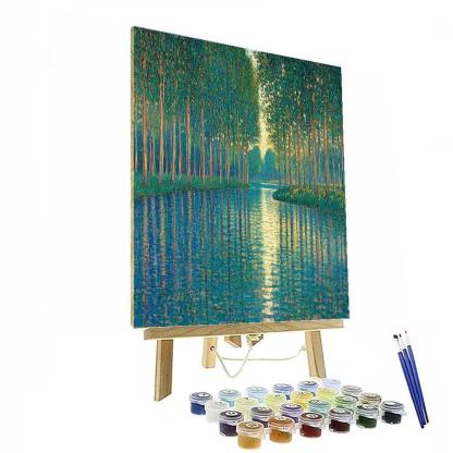 Claude Monet Inspired Sunlit Poplars Along A Quiet Bend Of River Paint by numbers art
