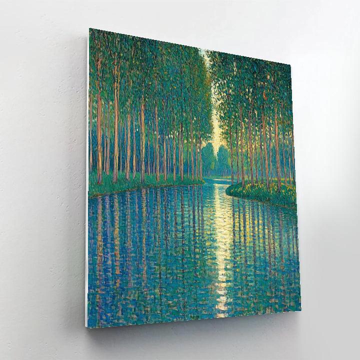Claude Monet Inspired Sunlit Poplars Along A Quiet Bend Of River Paint by numbers art