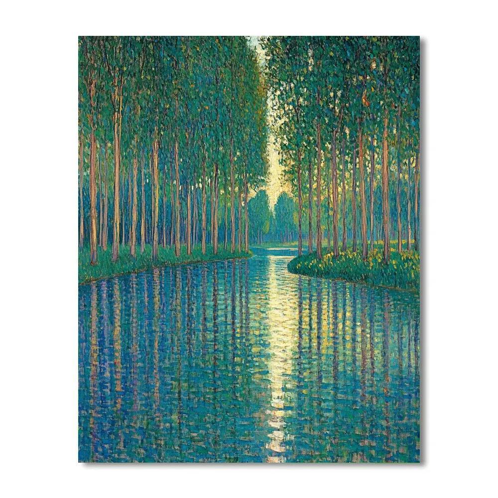 Claude Monet Inspired Sunlit Poplars Along A Quiet Bend Of River Paint by numbers art