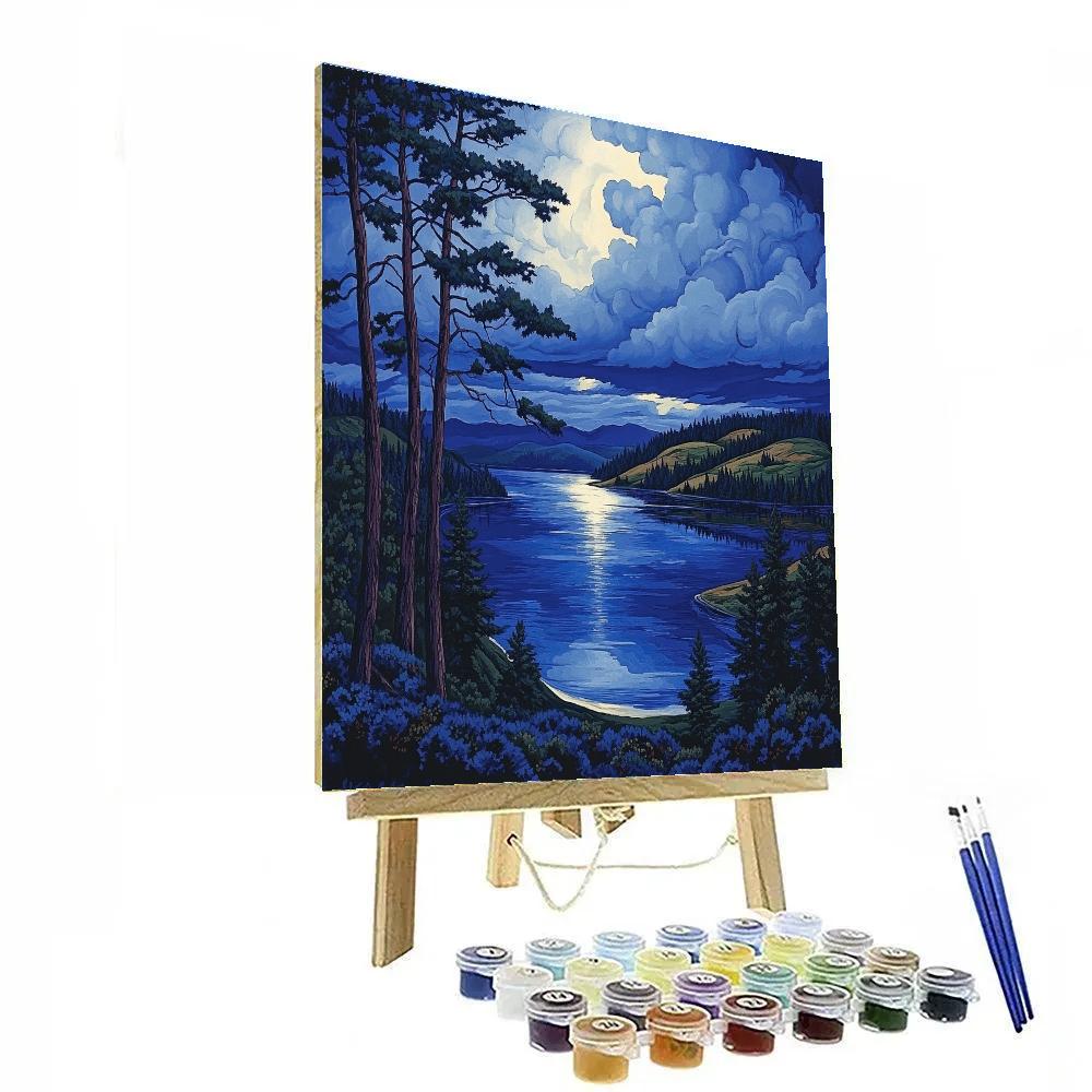 J. E. H. MacDonald Inspired Stormlit Lake And Pine Crescendo DIY paint by numbers