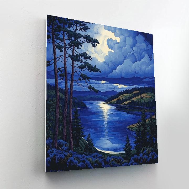 J. E. H. MacDonald Inspired Stormlit Lake And Pine Crescendo DIY paint by numbers