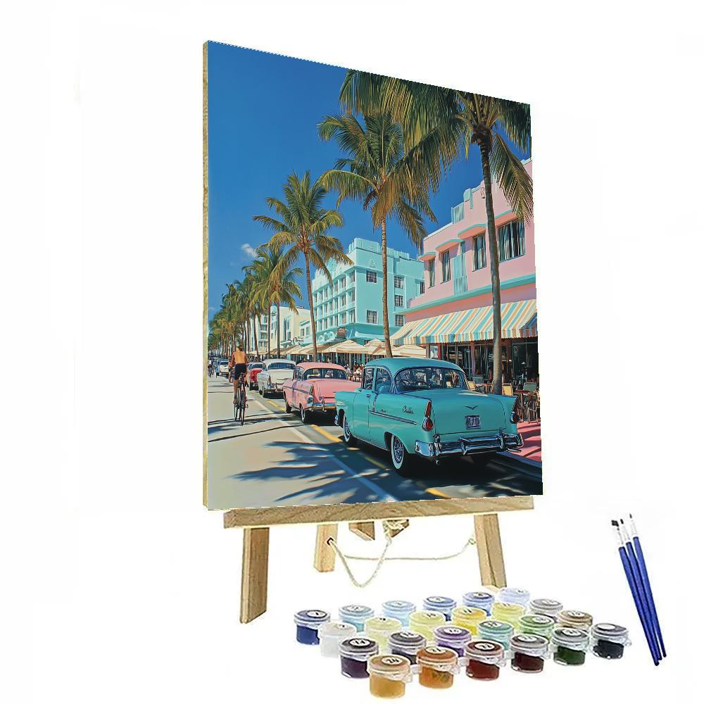 Art Deco Facades Along Ocean Drive Miami Beach United States paint by color