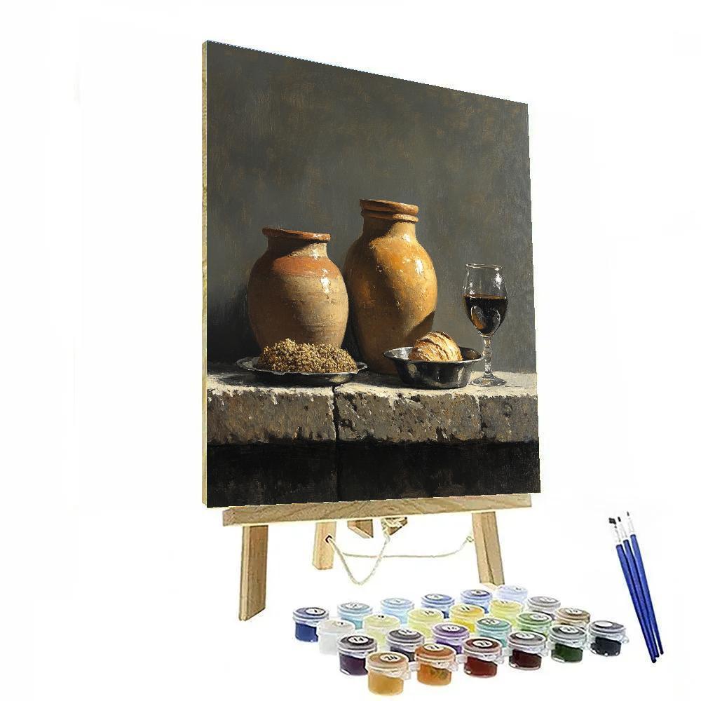 Diego Velázquez Inspired Lunar Cellar Still Life paint by color