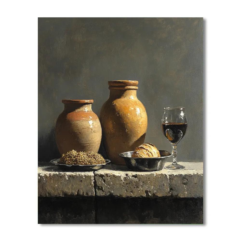 Diego Velázquez Inspired Lunar Cellar Still Life paint by color