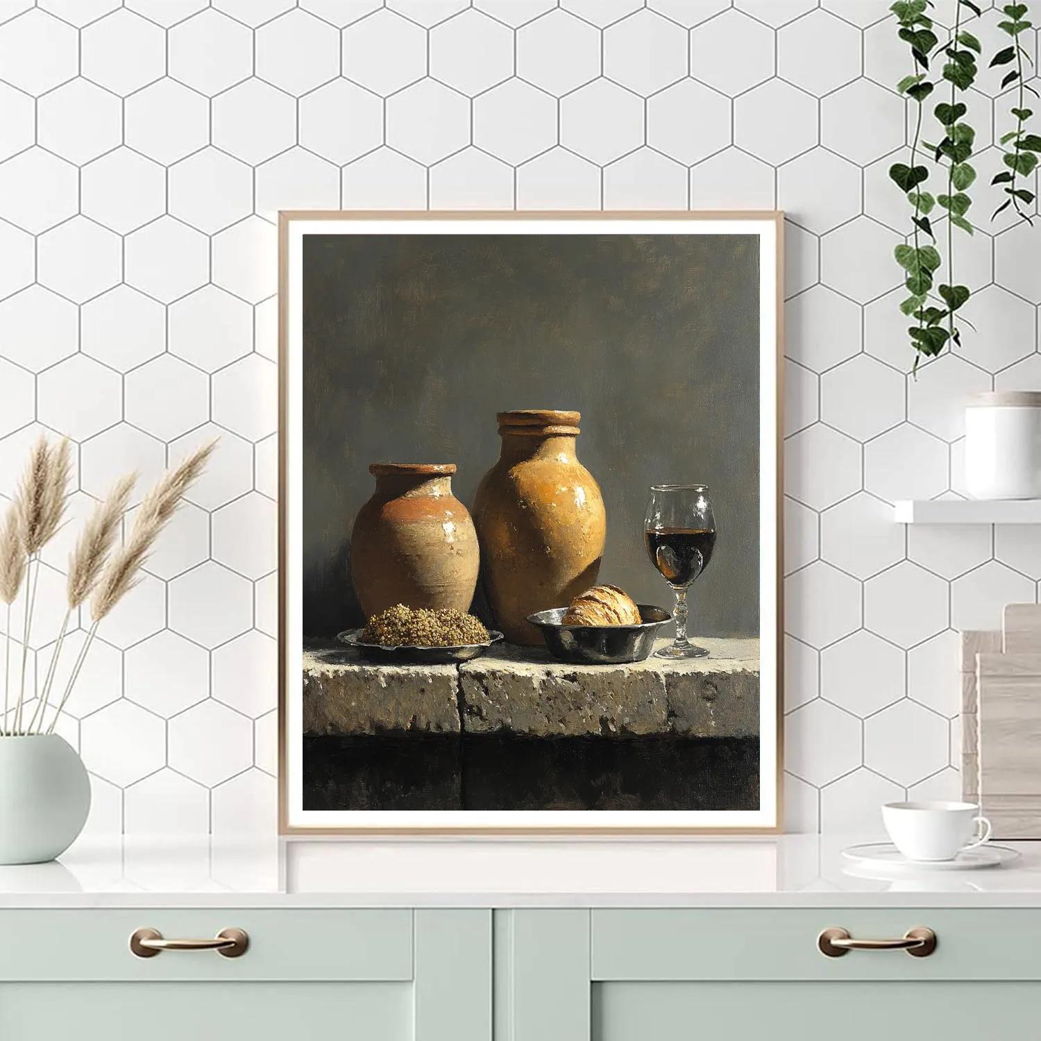 Diego Velázquez Inspired Lunar Cellar Still Life paint by color